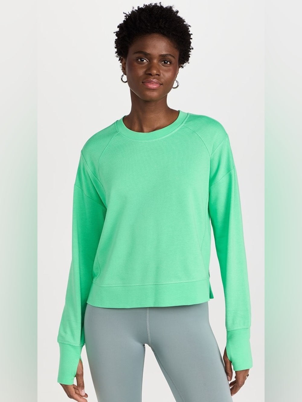Lime green Sweaty Betty crop lightweight sweatshirt